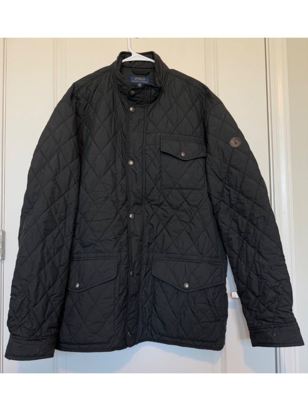 Polo Ralph Lauren Quilted Hunting Jacket Size 2XLT Leather Patch Water Repellent
